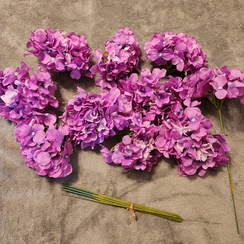 10 pieces of purple hydrangea artificial flowers